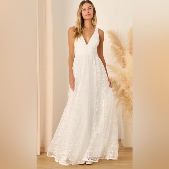 Lulus Sweetest Beloved Sleeveless Embroidered Wedding Maxi Ball Gown - Picture 1 of 16